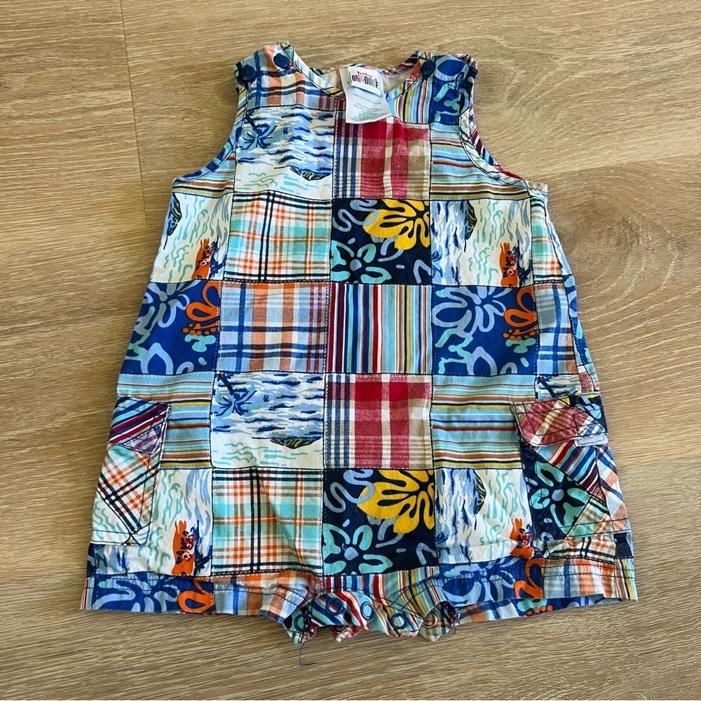 Vintage baby okie dokie outfit onesie shorts tank colorful size 6/9 months